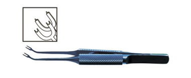 TMF471 Bores Korneal Fiksasiya Pinseti, bucaqlı, Titanium